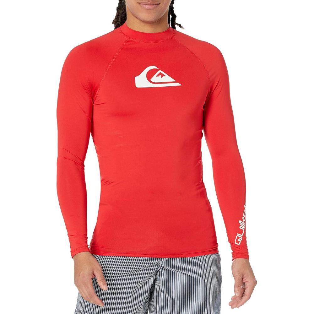 imageQuiksilver Mens All Time Long Sleeve UPF 50 RashguardQuik Red