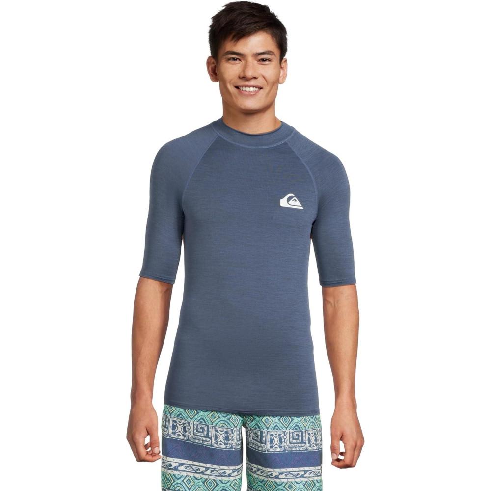 imageQuiksilver Mens Everyday Upf50 Short Sleeve RashguardNavy Heather