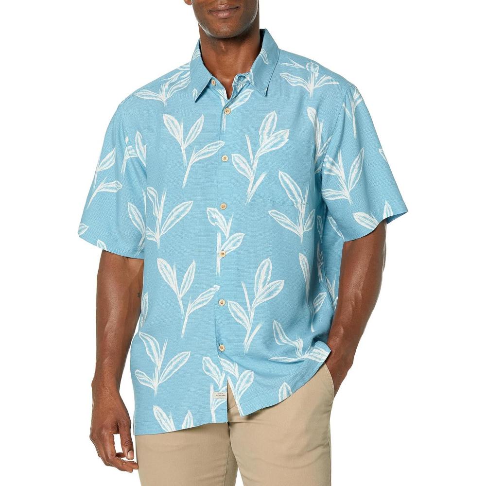 imageQuiksilver Mens Kings Cliff Button Up Woven ShirtDusk Blue Ginger Stalks 233
