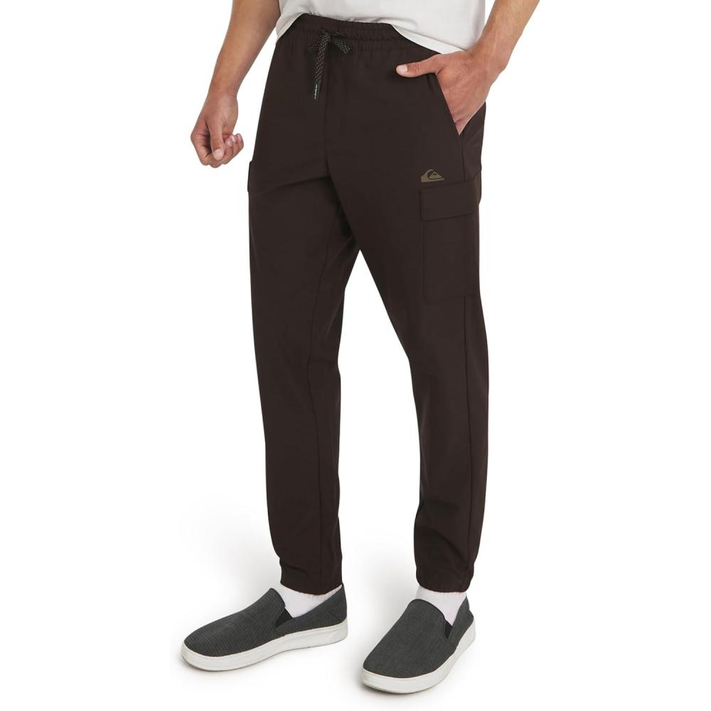 imageQuiksilver Mens Regular Fit Active Performance Midweight Cargo Woven Jogger Pants SXLChocolate