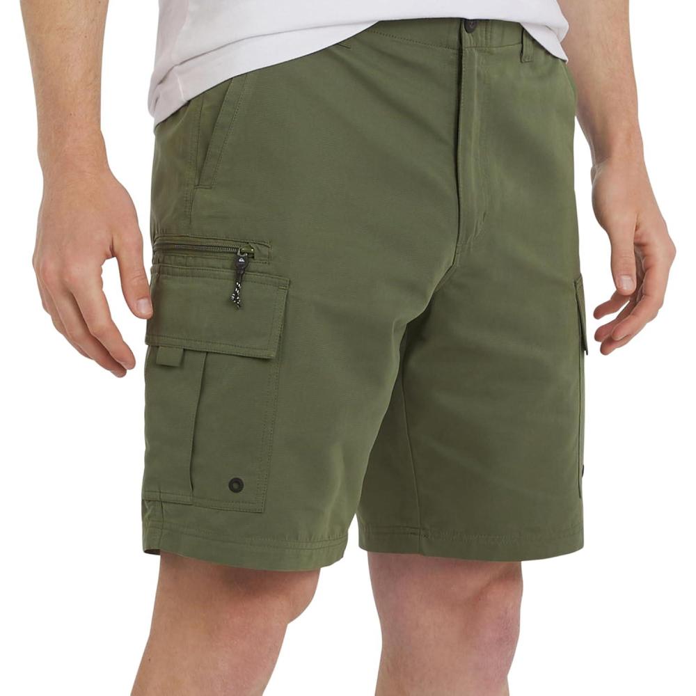 imageQuiksilver Mens Regular Fit Fixed Waist Water Friendly Active Hybrid Cargo Shorts 3242Clover