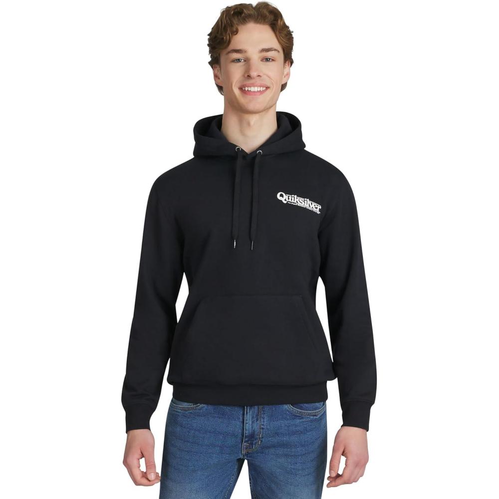 imageQuiksilver Mens Regular Fit Super Soft Fleece Midweight Pullover Hooded SweatshirtBlack