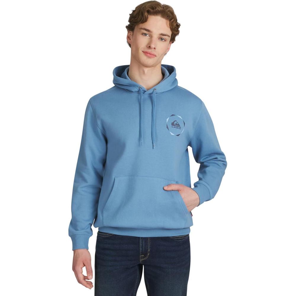 imageQuiksilver Mens Regular Fit Super Soft Fleece Midweight Pullover Hooded SweatshirtBlue Shadow