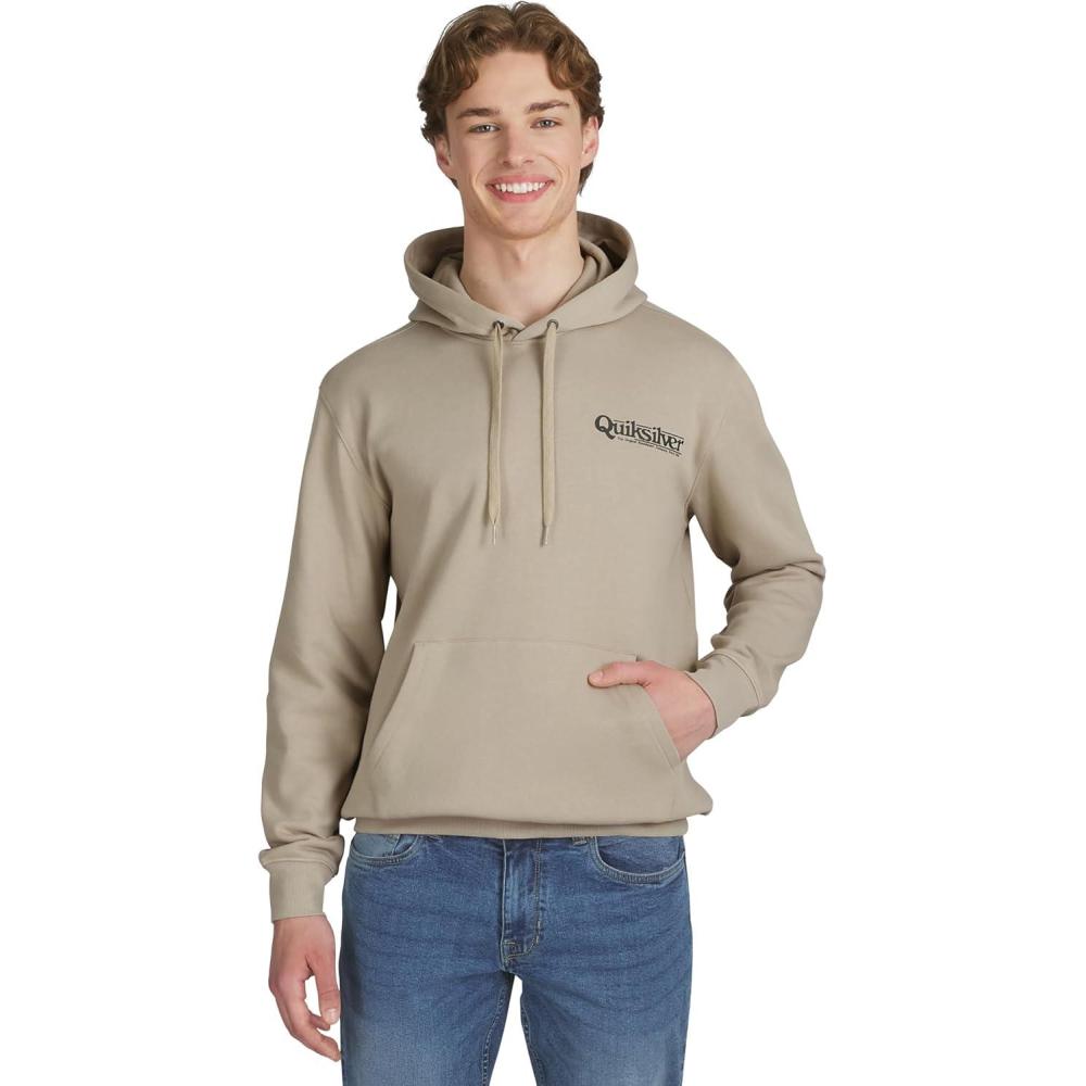 imageQuiksilver Mens Regular Fit Super Soft Fleece Midweight Pullover Hooded SweatshirtPlaza Taupe