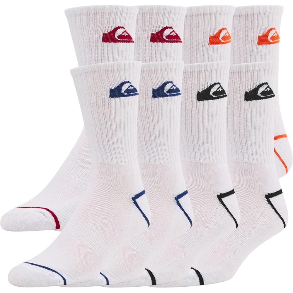 imageQuiksilver Mens Socks 8 Pairs Crew Socks for Men Premium Athletic Shoe Size 812WhiteRed whtBlue whtBlk whtOrange