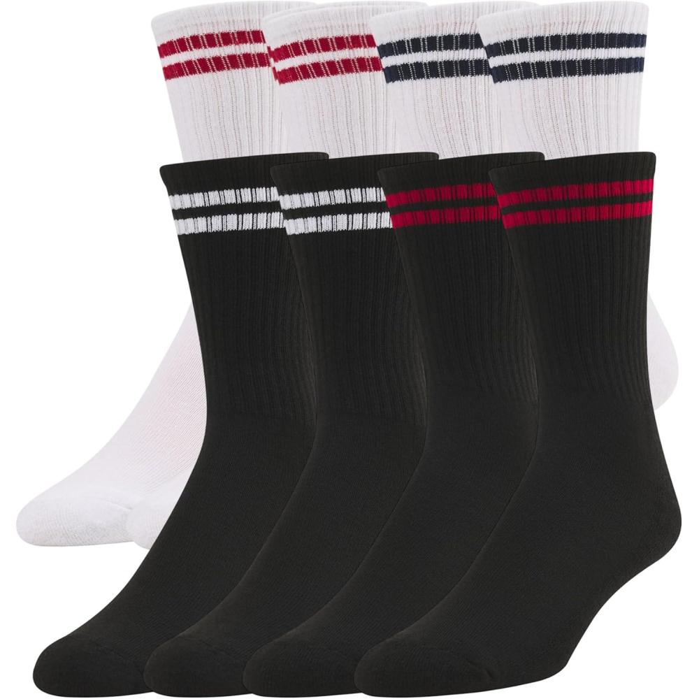 imageQuiksilver Mens Socks 8 Pairs Crew Socks for Men Premium Athletic Shoe Size 812WhtRed whtBlue blkRed blkWht