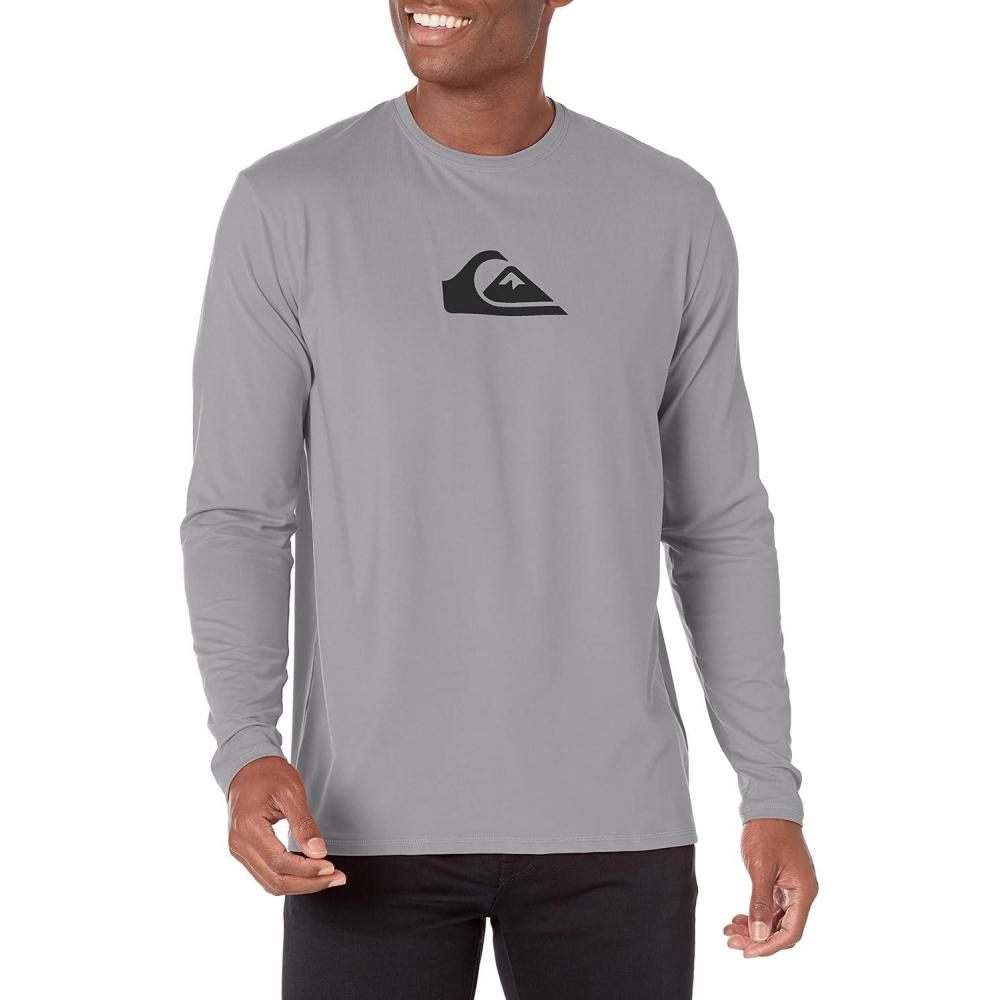 imageQuiksilver Mens Solid Streak Long Sleeve UPF 50 RashguardSleet Heather