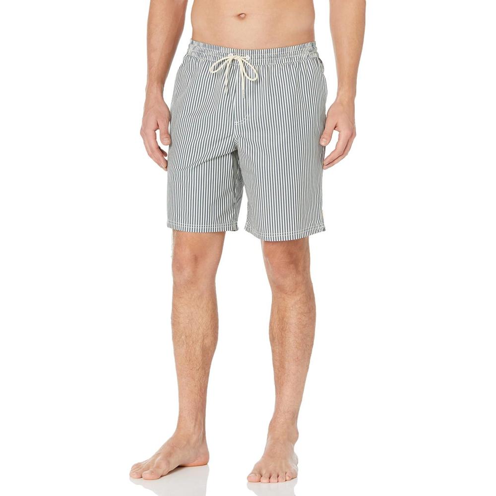 imageQuiksilver Mens Standard Deck Stripe Volley Swim Trunk Bathing SuitEnsign Blue Deck Stripe