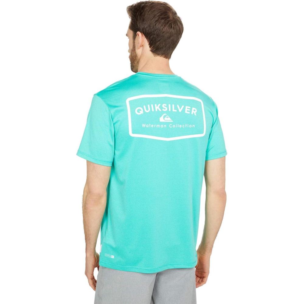 imageQuiksilver Mens Standard Gut Check Short Sleeve Rashguard UPF 50Pool Green