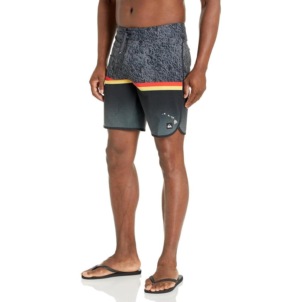 imageQuiksilver Mens Standard Surfsilk Division Scallop 19 Boardshort Swim TrunkBlack