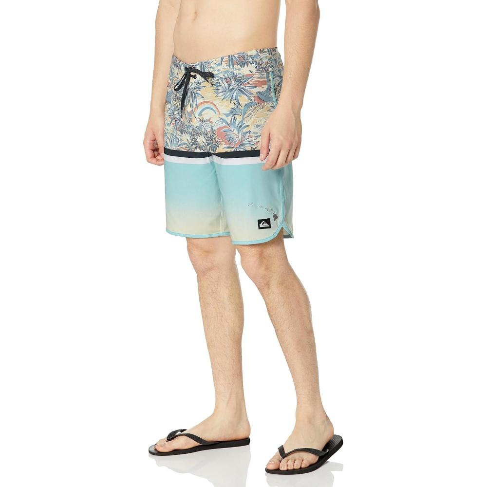 imageQuiksilver Mens Standard Surfsilk Division Scallop 19 Boardshort Swim TrunkSky Blue