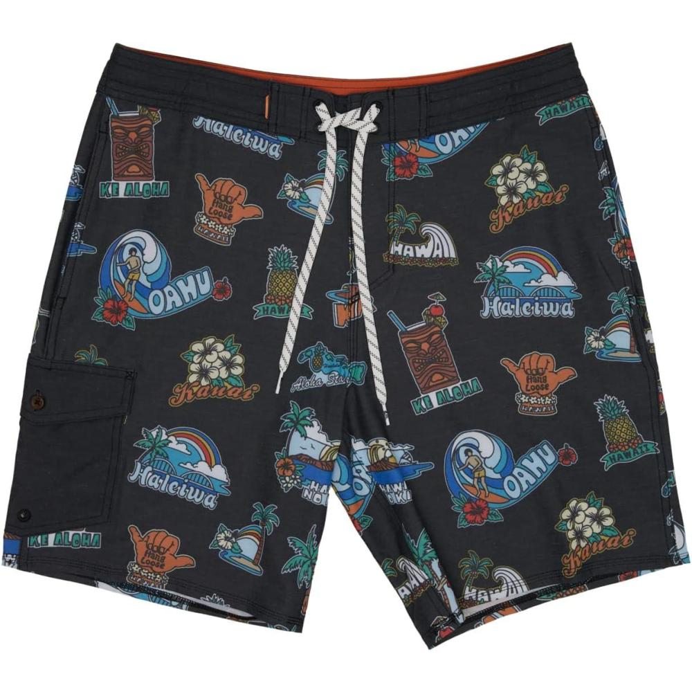 imageQuiksilver Mens Standard Throwback Boardshort Swim TrunkBlack Island Souvenir Boardshort