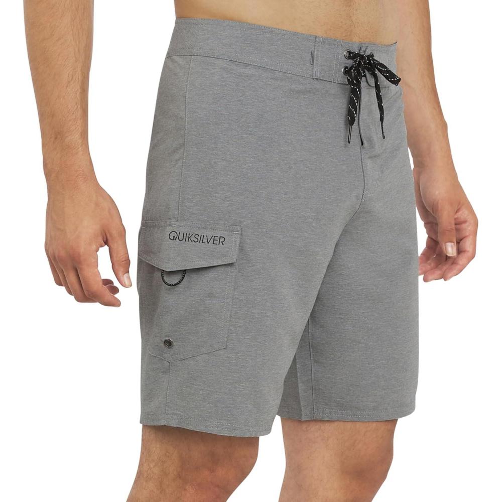 imageQuiksilver Mens Swimwear Regular Fit Fixed Waist UPF 50 Quick Dry 20 Inch Board ShortsLight Grey Heather