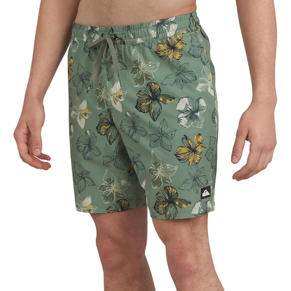 imageQuiksilver Mens Swimwear Regular Fit Stretchable Comfort Liner Swim Trunks SXXLFloral Design Sage
