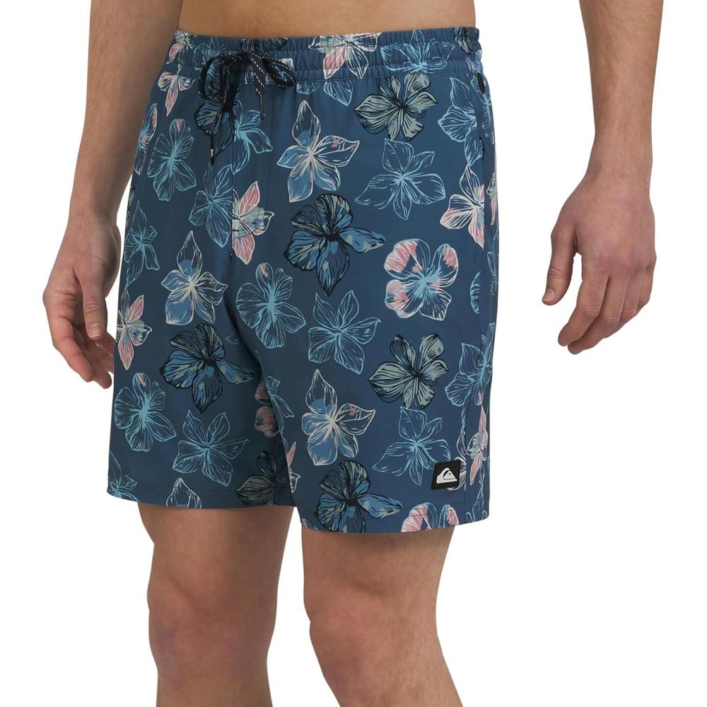 imageQuiksilver Mens Swimwear Regular Fit Stretchable Comfort Liner Swim Trunks SXXLFloral Design Seaport