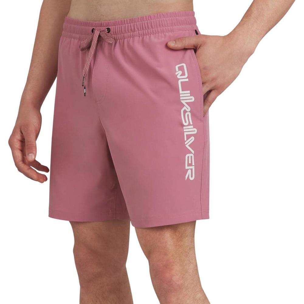 imageQuiksilver Mens Swimwear Regular Fit Stretchable Comfort Liner Swim Trunks SXXLSolid Design Dusty Rose