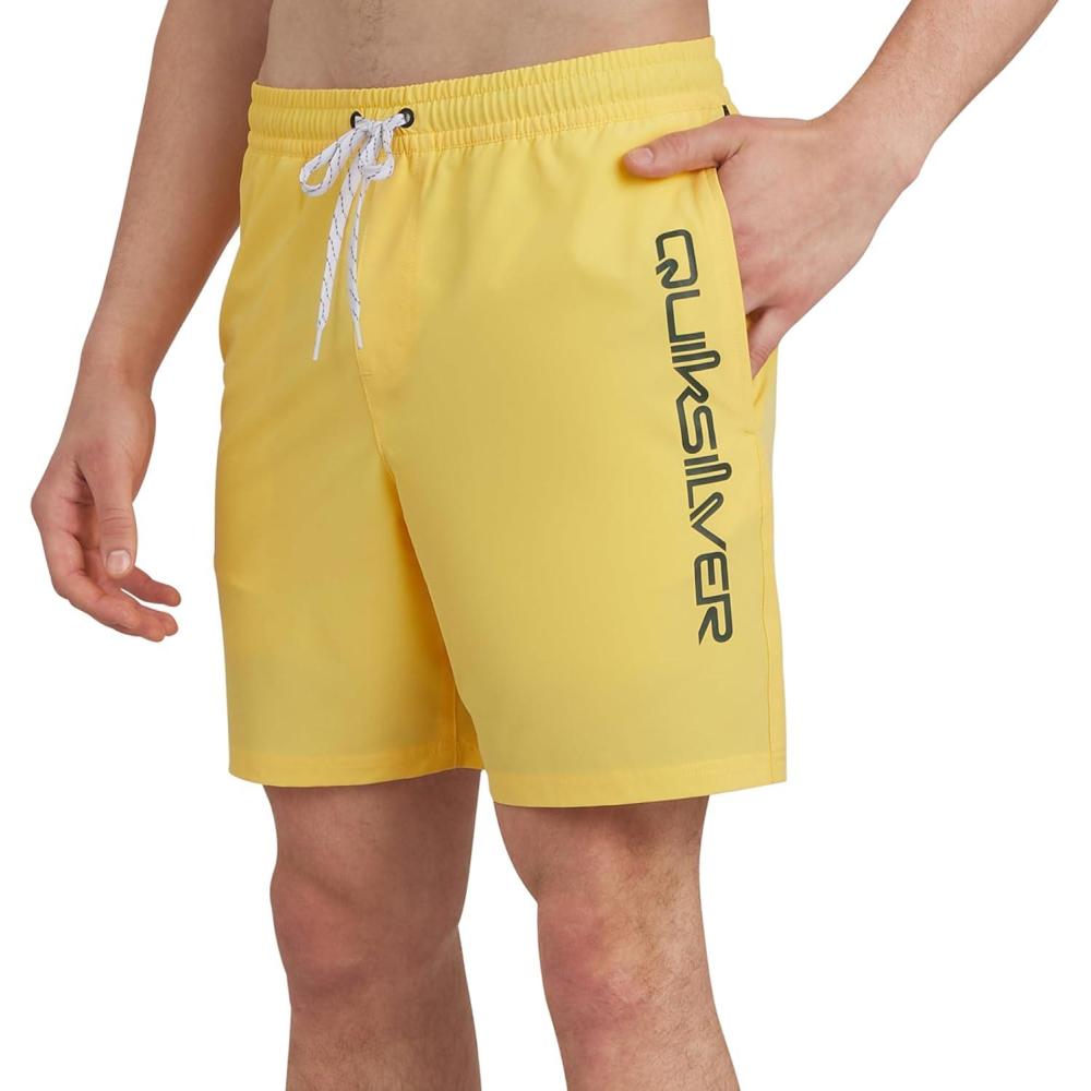 imageQuiksilver Mens Swimwear Regular Fit Stretchable Comfort Liner Swim Trunks SXXLSolid Design  Golden Haze