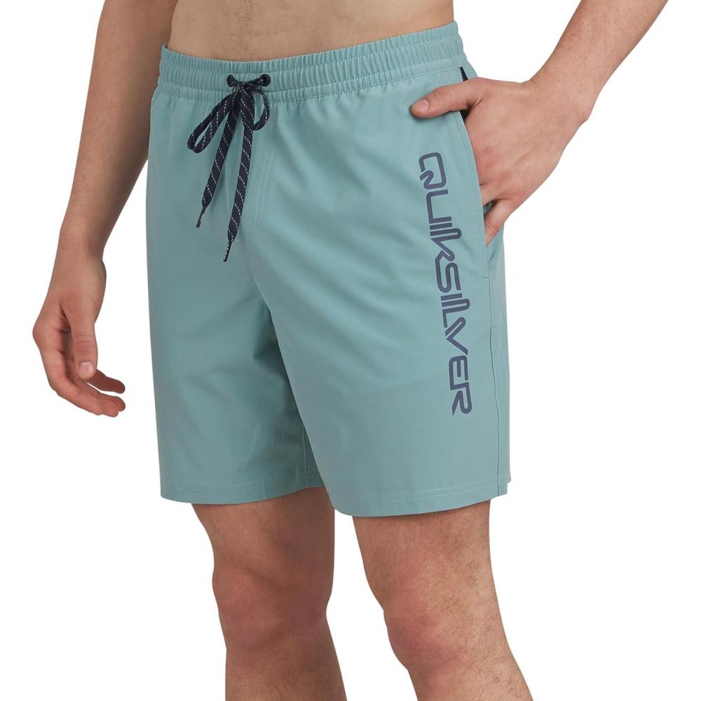 imageQuiksilver Mens Swimwear Regular Fit Stretchable Comfort Liner Swim Trunks SXXLSolid Design  Jade Grey