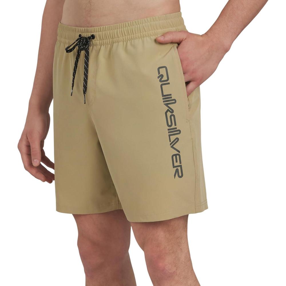imageQuiksilver Mens Swimwear Regular Fit Stretchable Comfort Liner Swim Trunks SXXLSolid Design Twill