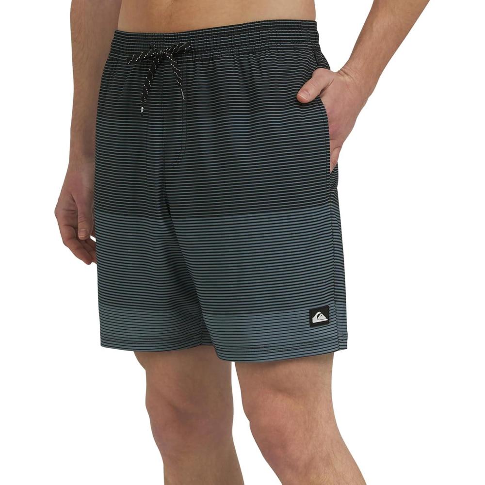 imageQuiksilver Mens Swimwear Regular Fit Stretchable Comfort Liner Swim Trunks SXXLStriped Design Black