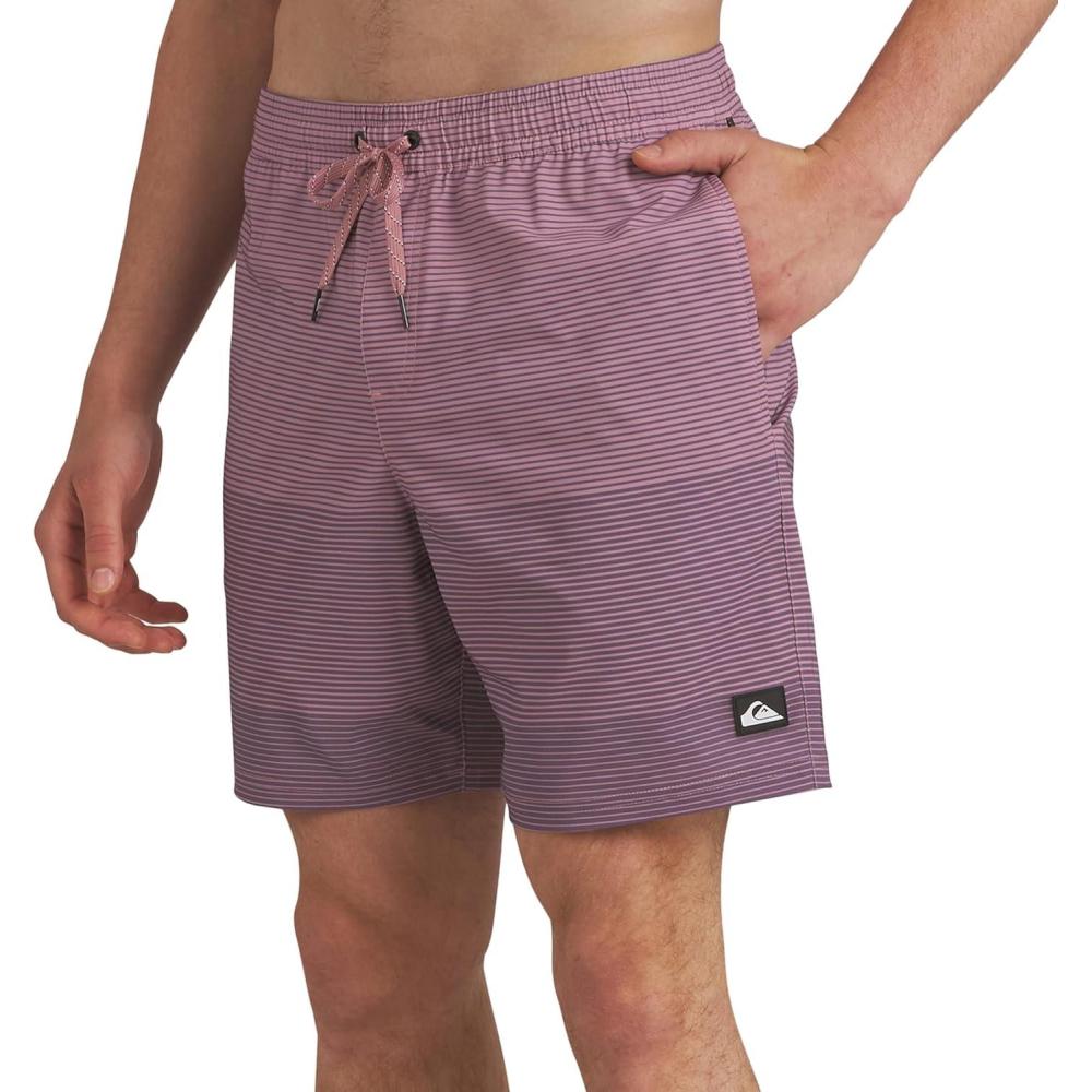 imageQuiksilver Mens Swimwear Regular Fit Stretchable Comfort Liner Swim Trunks SXXLStriped Design Dusty Rose