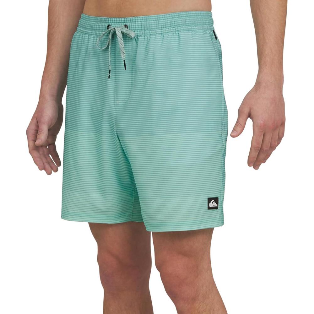 imageQuiksilver Mens Swimwear Regular Fit Stretchable Comfort Liner Swim Trunks SXXLStriped Design Jade Grey