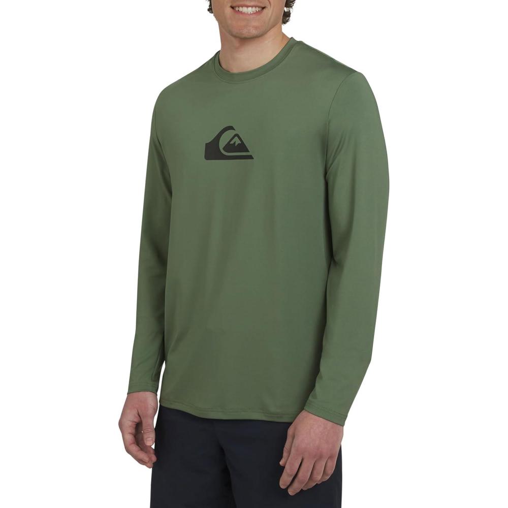 imageQuiksilver Mens Swimwear Regular Fit UPF 50 Long Sleeve Sun Tee Rash Guard Shirt SXXLLaurel Wreath