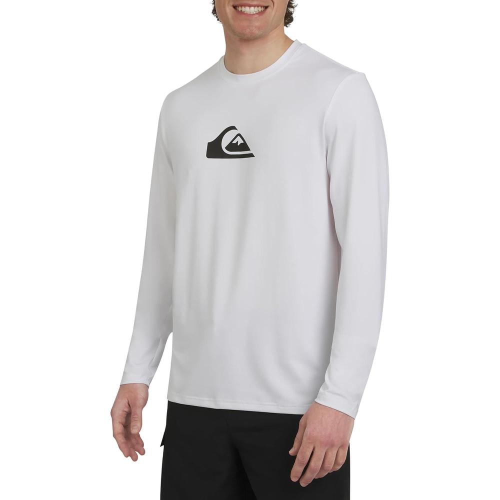 imageQuiksilver Mens Swimwear Regular Fit UPF 50 Long Sleeve Sun Tee Rash Guard Shirt SXXLWhite