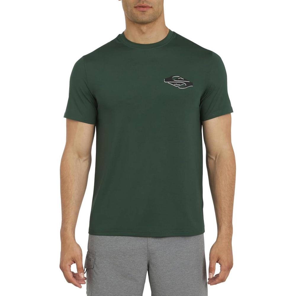 imageQuiksilver Mens Swimwear Regular Fit UPF 50 Short Sleeve Sun TeeForest Green