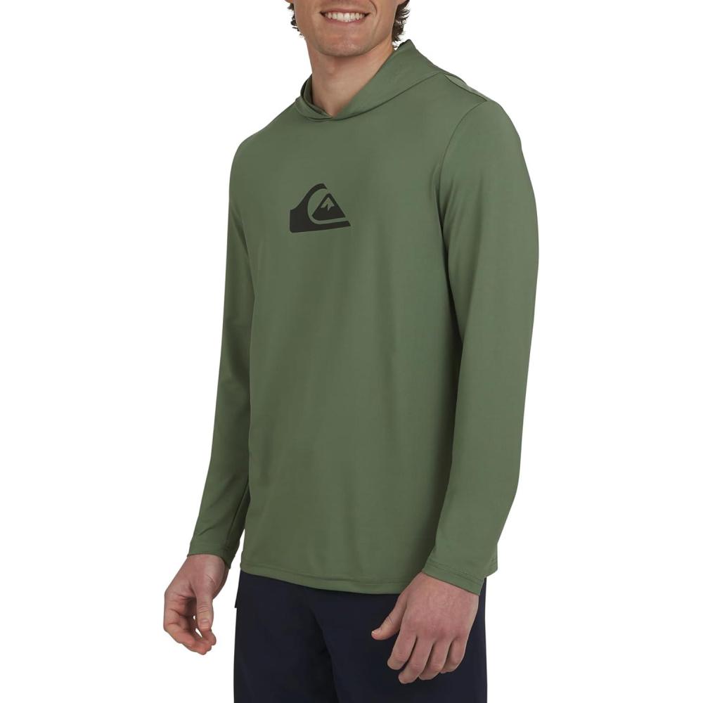 imageQuiksilver Mens Swimwear Regular Fit UPF 50 Sun Tee Hooded Rash Guard Shirt SXXLLaurel Wreath