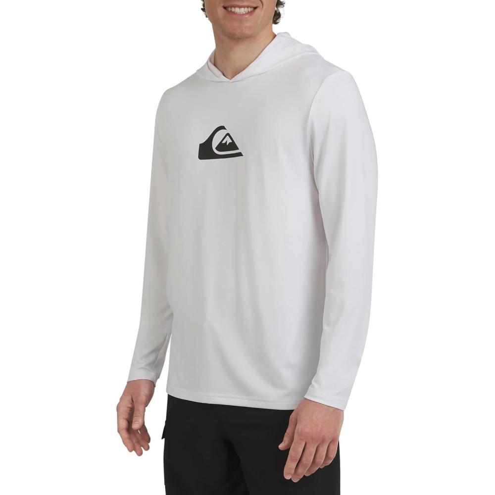 imageQuiksilver Mens Swimwear Regular Fit UPF 50 Sun Tee Hooded Rash Guard Shirt SXXLWhite
