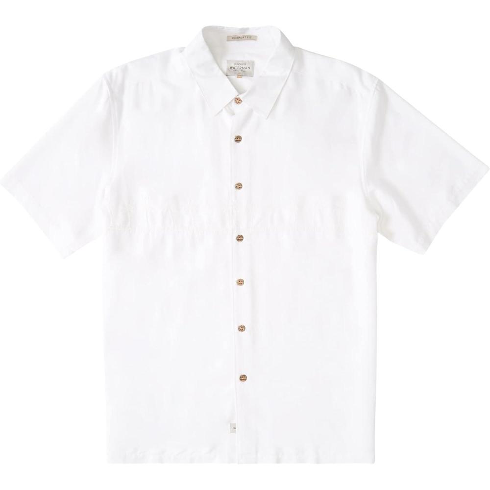 imageQuiksilver Mens Tahiti Palm 4 Button Up Floral Collared ShirtWhite