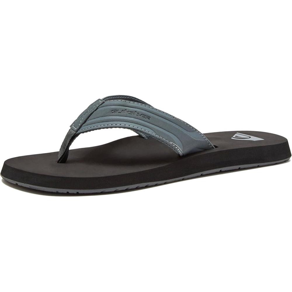 imageQuiksilver Monkey Wrench Flip Flops for Men Arch Support Athletic Mens Sandals Size 6 to 15 Thong Mens SlidesGreyBlackGrey