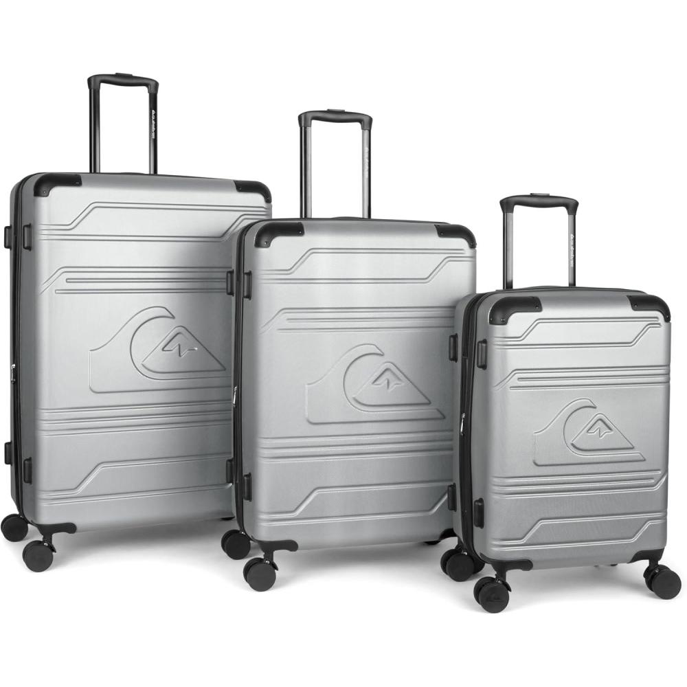 imageQuiksilver Rincon Suitcases Hardside Luggage with Spinner Wheels Large 3Piece Set 202630 BlackMetallic Silver