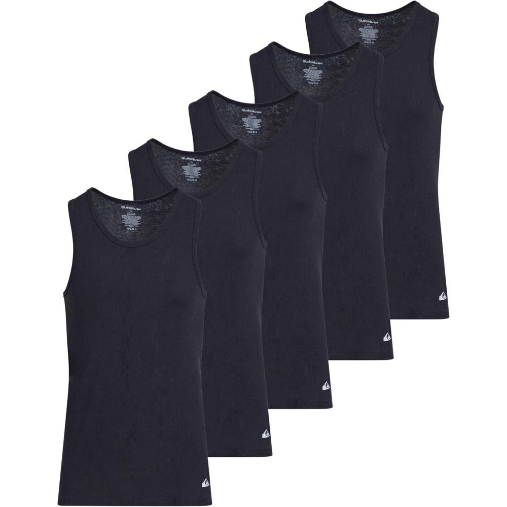 imageQuiksilver Undershirt Tank Tops for Men  5 Pack Lightweight Ribbed TanktopsBlack
