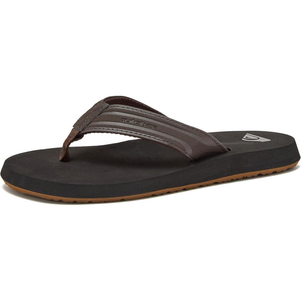 imageQuiksilver Youth Monkey Wrench Flip Flop Sandal Little KidBig KidBrownBlackBrown