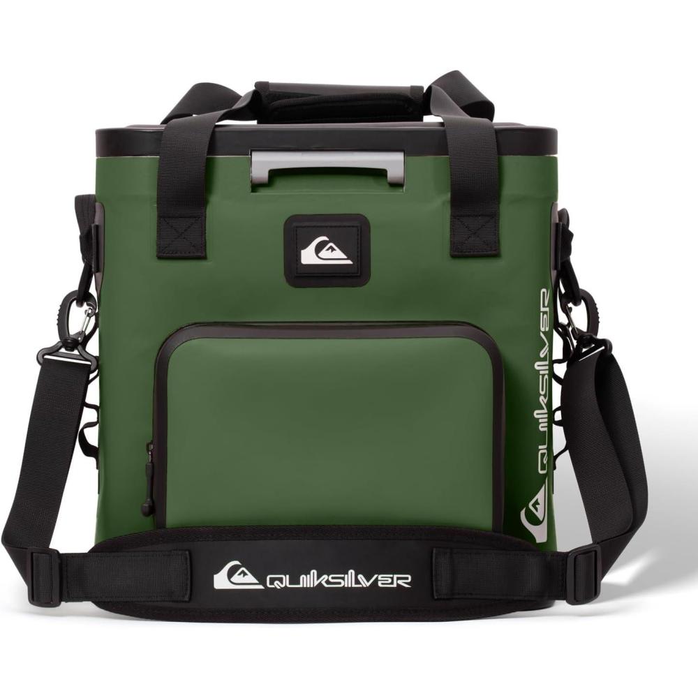 imageQuiksilver Zipperless Welded Cooler Box 20L 4872 Hour Insulation Leakproof ampamp Waterproof Welded Design Heavy Duty TPU IPX7 Adjustable Shoulder Strap Carry Handles Bottle OpenerTrekking green