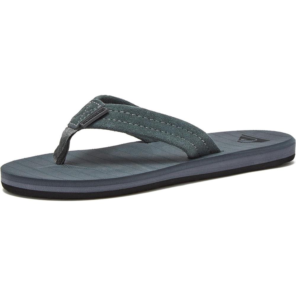 imageQuiksilver boys Carver Suede Fixed Strap Kids Flip Flop Youth SandalGreyGreyBlack