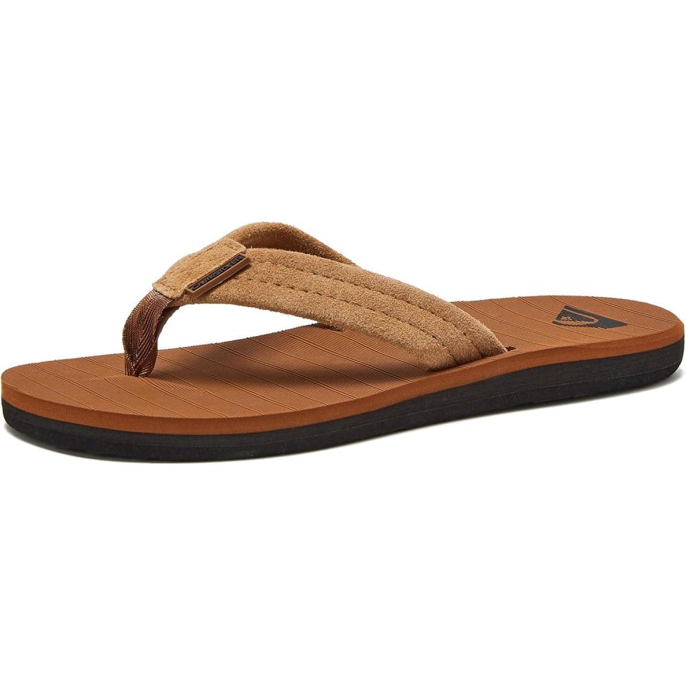 imageQuiksilver boys Carver Suede Fixed Strap Kids Flip Flop Youth SandalTan