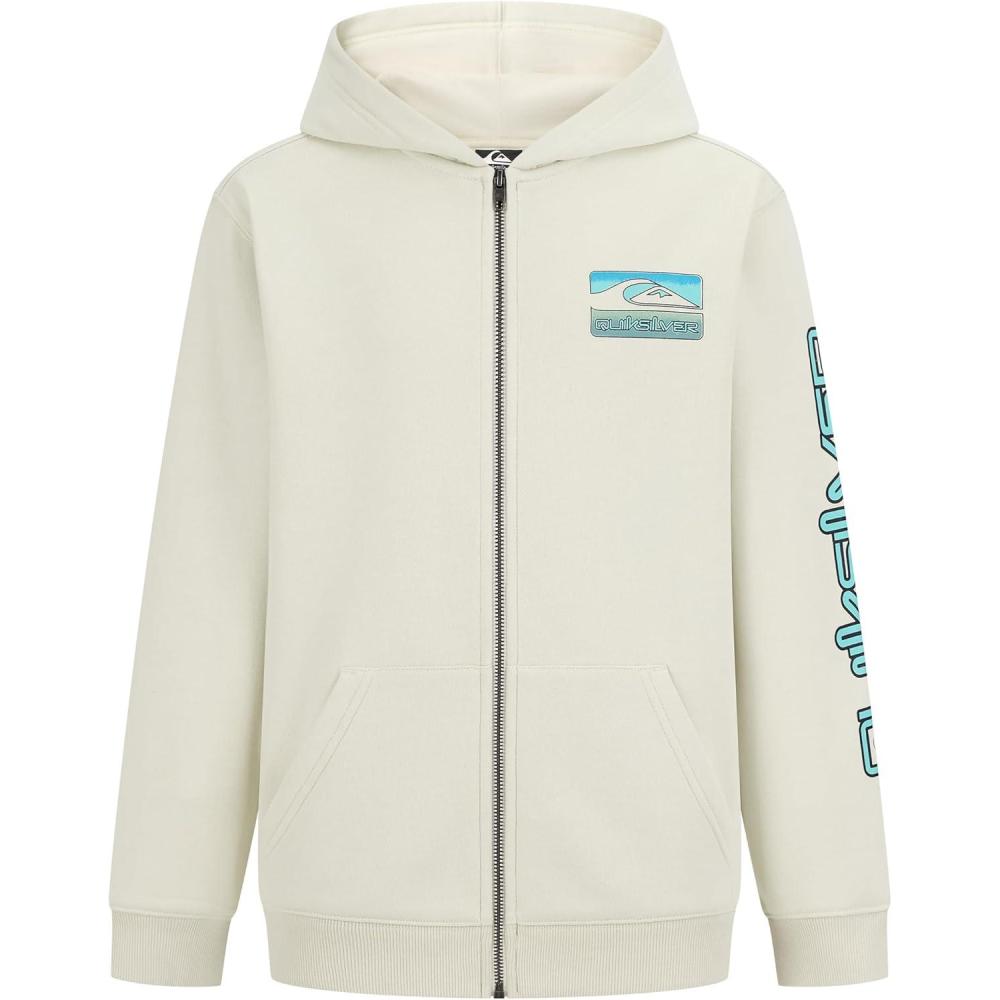 imageQuiksilver boys Fullzip Fleece Hoodie Sweatshirt With Front Pouch PocketSilver Birch Step
