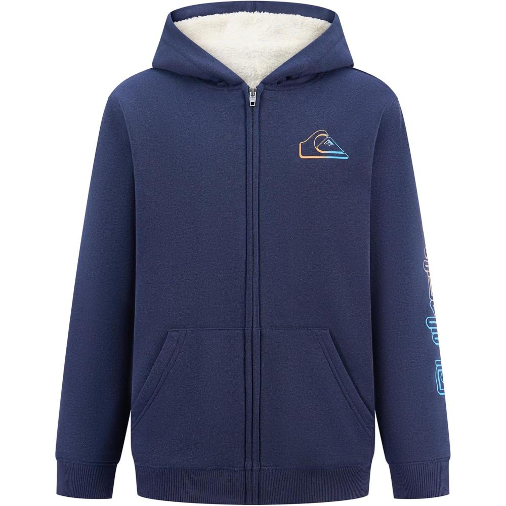 imageQuiksilver boys Fullzip Sherpa Lined Fleece Hoodie SweatshirtEclipse