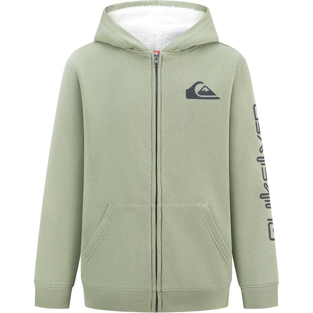 imageQuiksilver boys Fullzip Sherpa Lined Fleece Hoodie SweatshirtSea Spray
