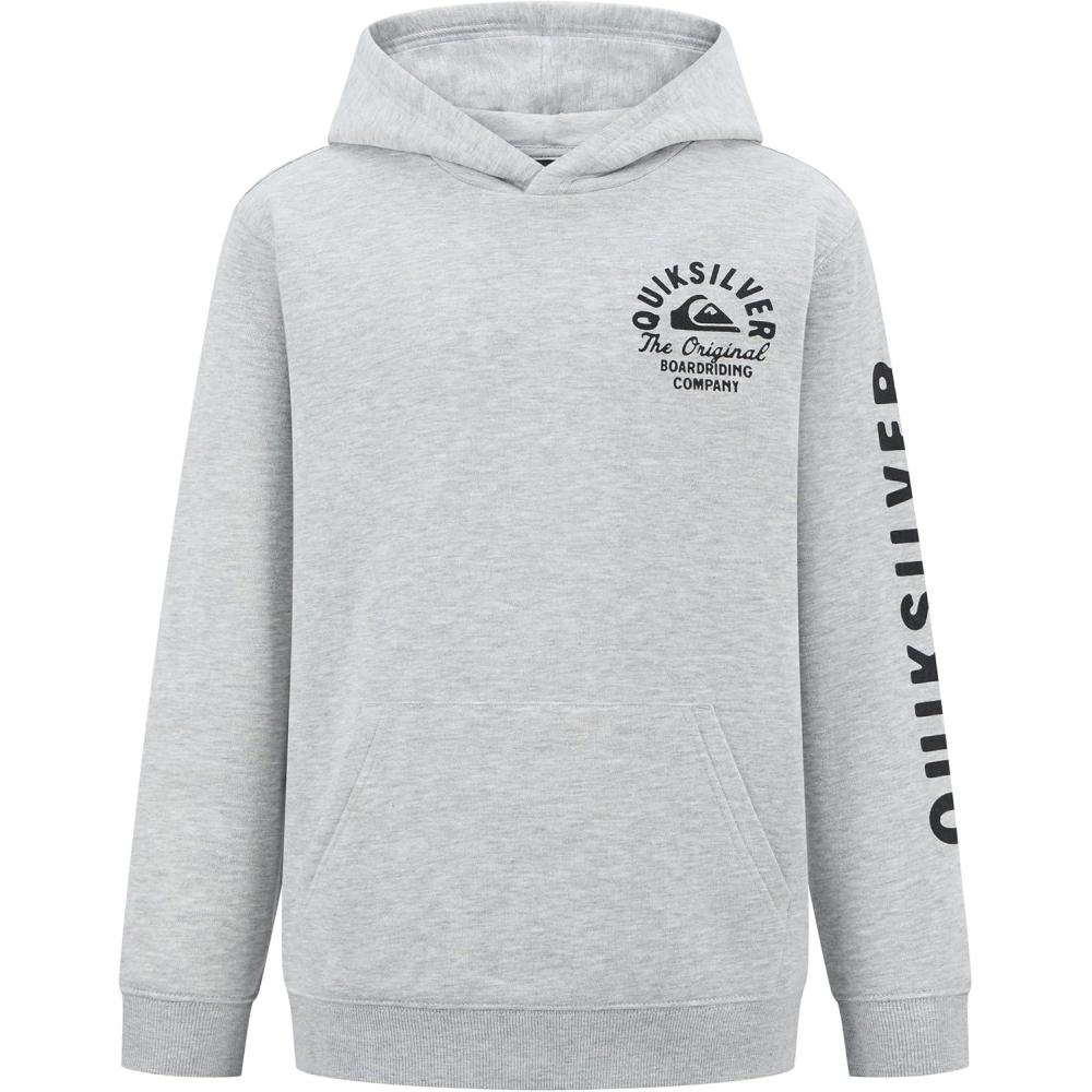 imageQuiksilver boys Pullover Hoodie Sweatshirt Soft ampamp Comfortable Fleece Front PocketGrey Script