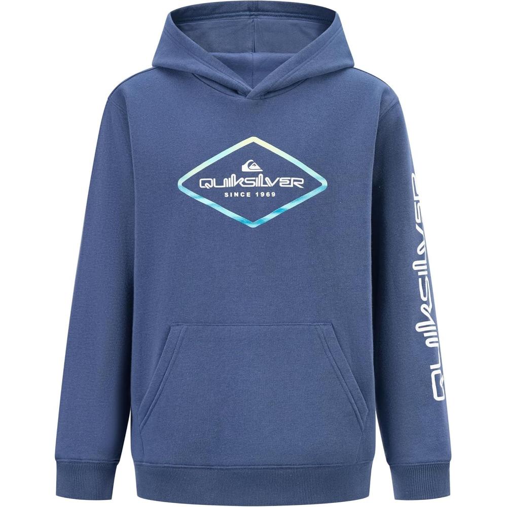 imageQuiksilver boys Pullover Hoodie Sweatshirt Soft ampamp Comfortable Fleece Front PocketNavy Retro