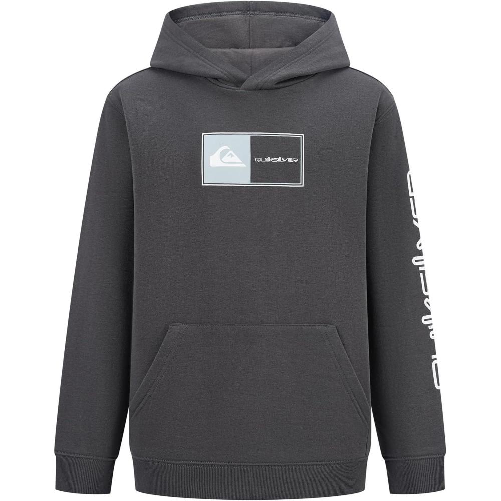 imageQuiksilver boys Pullover Hoodie Sweatshirt Soft ampamp Comfortable Fleece Front PocketPhantom Lockup