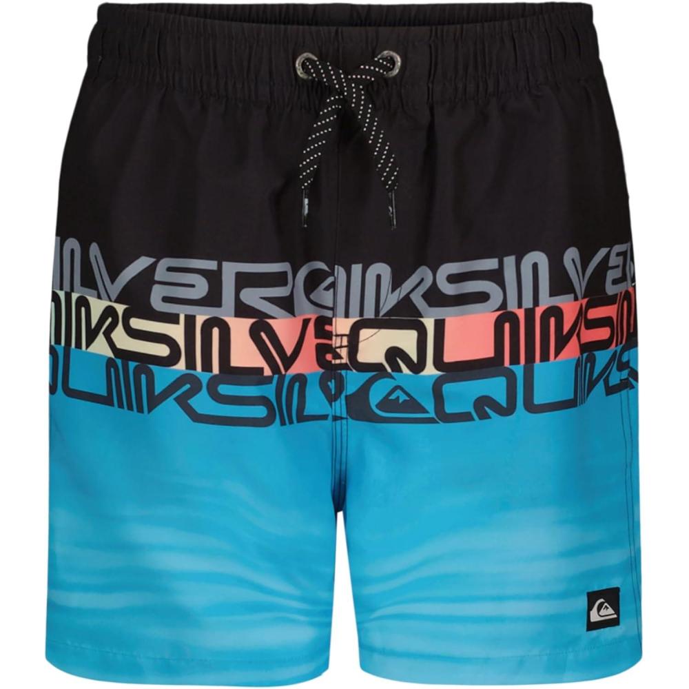 imageQuiksilver boys Volley Swim Trunks With Upf 50 Sun Protection Quick Dry Bathing Suit ShortsBlack Wordblock