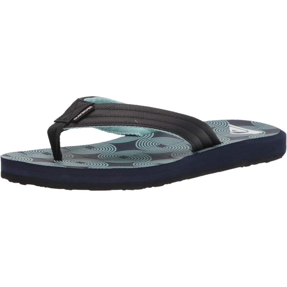 imageQuiksilver mens Quiksilver Mens Carver Print 3 Point Flip Flop Athletic SandalBlackBlueWhite