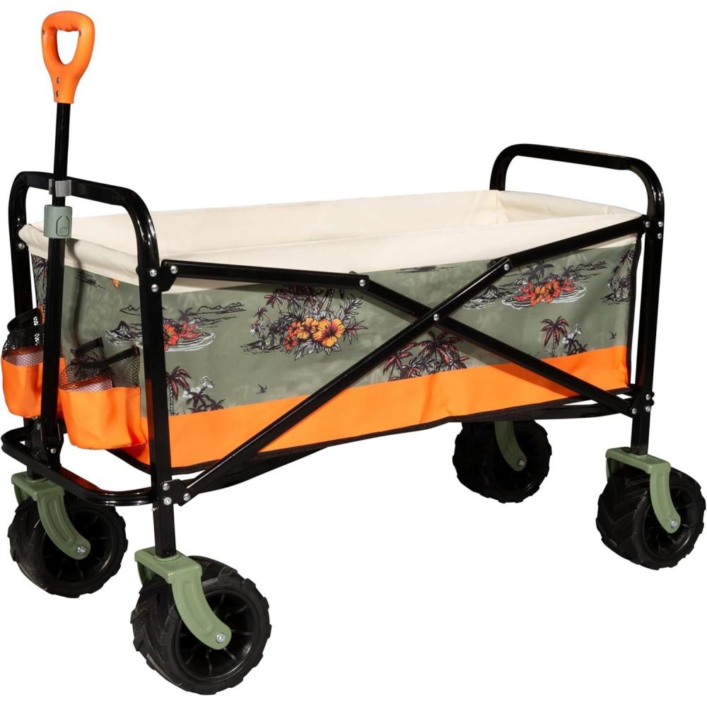 imageROXY Folding Beach Wagon Cart HeavyDuty Collapsible Utility Wagon with AllTerrain Wheels Large Storage Capacity and Adjustable Handle Ideal for Beach Camping and Outdoor AdventuresHeavy Duty Wagon