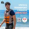 QUIKSILVER Men’s Life Vest, USCG and Transport Canada Approved Type III PFD, Level 70 Buoyancy Aids Evoprene Life Jacket for Boating Fishing Kayaking Water Sports – Dual Size(Orange)