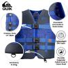 QUIKSILVER USCG Approved Men’s Life Vest Type III PFD, Lightweight EPE Foam Life Jackets with Quick-Release Buckles and Drain Holes, for Fishing, Boating and Kayaking Watersports(Blue)